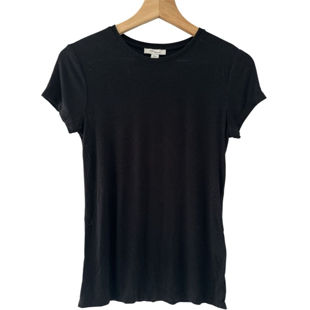 Daily Ritual Black Ribbed Crewneck Tee Soft Stretch Small Minimalist Y2K Casual